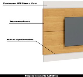 Painel Decorativo Sala de Estar 218cm Julien Nature/Off White G29 - Gran Belo
