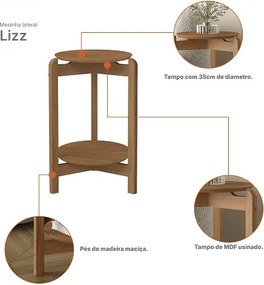 Mesa Lateral Lizz Cedro - Casa D Móveis