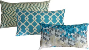 Conjunto 3 Capas Almofadas Lyon Azul Pavão 30x50 cm