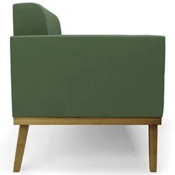 Sofá Namoradeira Base Madeira Castanho Ana Suede Verde - Ibiza
