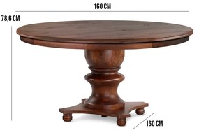 Mesa Redonda Para Sala de Jantar 08 Lugares Hill 160cm Canela G04 - Gran Belo