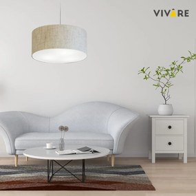Lustre Pendente Cilíndrico Md-4245 Cúpula em Tecido 50x30cm Rustico Bege - Bivolt