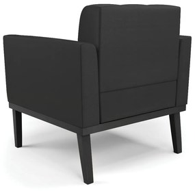Sofá Namoradeira e 2 Poltronas Base de Madeira Preto Elisa Corino D03 - D'Rossi - Preto