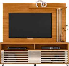Estante de TV 65 Pol 182cm com Rodízio para Sala Nerion Cinamomo/Off White M20 - D'Rossi