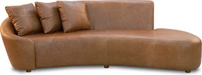 Sofá Sala de Estar Living Design Moderno 270cm com Almofadas Trinity Couro Brilhante Conhaque G93 - Gran Belo
