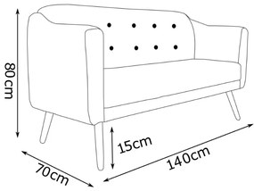Namoradeira Bruna 1,40 m 2 Lugares Pés Palito Suede Marrom