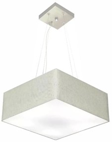 Lustre Pendente Quadrado Md-4194 Cúpula em Tecido 12/40x40cm Rustico Cinza - Bivolt