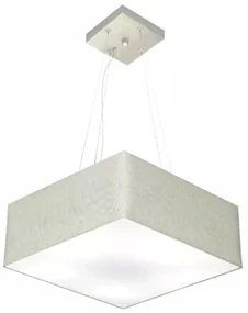 Lustre Pendente Quadrado Md-4194 Cúpula em Tecido 12/40x40cm Rustico Cinza - Bivolt