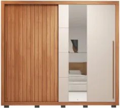 Guarda Roupa Casal 245cm 2 Portas Espelho Scipio Freijó/Off C01 - Mpoz