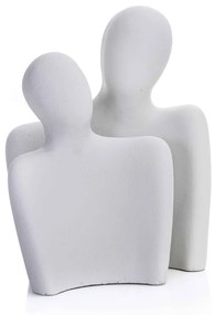 Kit 2 Esculturas Decorativas Pessoas em Cimento Cinza 26 cm M02 - D'Rossi