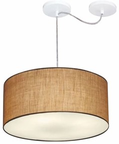 Lustre Pendente Cilíndrico Com Desvio De Centro Md-4147 Cúpula 50x25cm Palha - Bivolt