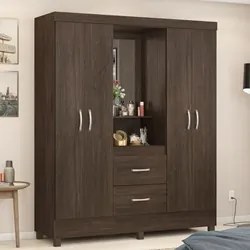 Guarda Roupa Capelinha 4 Portas 2 Gavetas Lord D02 Ebano Touch - Mpoze