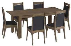 Conjunto Completo Jantar Cozinha Mesa Elástica 6 Cadeiras