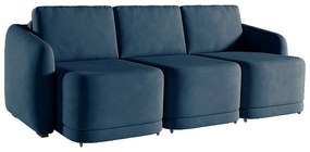 Sofá Cama Modulado Retrátil e Reclinável Decorativo Varsóvia 306cm Veludo Azul Marinho G33 - Gran Belo