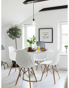 Cadeira Sala de Jantar kit4 Eiffel Eames Base Madeira Branco  R02 - D'Rossi
