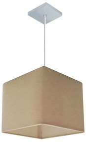 Lustre Pendente Quadrado Md-4058 Cúpula em Tecido 21/25x25cm Algodão Crú - Bivolt