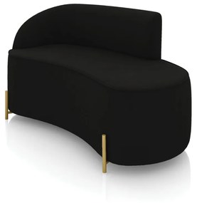 Sofá 2 Lugares Orgânico 140cm Pé Dourado Morgan Suede D03 - D'Rossi - Preto
