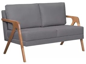 Namoradeira Decorativa Mona luxo Madeira Maciça Linho Cinza