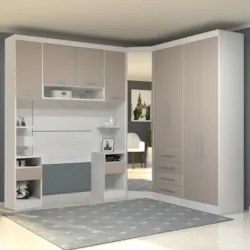 Guarda Roupa Solteiro Modulado CP01 Taiga Branco/Cinnamon L01 - Mpozen
