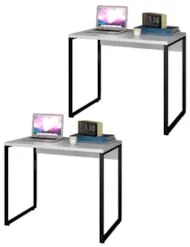 Kit 2 Escrivaninhas Mesas de Escritório Studio Industrial 90 Z28 Branc