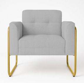 Poltrona Sala Industrial Alta Tubo Dourado Elisa Bouclê D03 - D'Rossi - Cinza