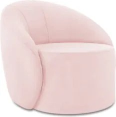 Poltrona Sala Giratória Redonda 91cm Steve Suede Rosa Bebê  I01  - Mpo