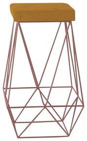 Banqueta Decorativa Kathy Base Bronze Suede Mostarda G41 - Gran Belo