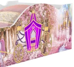 Cama Solteiro Infantil 188x88cm Personagens Carruagem Rosa Z53 - Mpoze