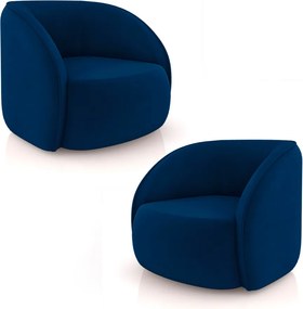 Kit 2 Poltronas Decorativas  Sala de Estar Clarke Veludo Azul G45 - Gran Belo