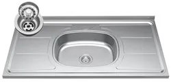Armário Aéreo Indiana e Balcão Gabinete 100cm com Pia Inox Luziania Br