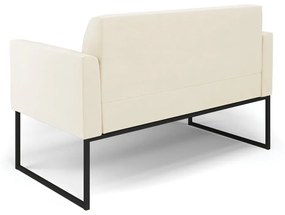 Sofá Namoradeira Base Industrial Preto Marisa Veludo Bege