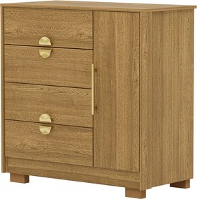 Cômoda Sapateira Vollard 4 Gavetas 1 Porta com Prateleira Nature G98 - Gran Belo