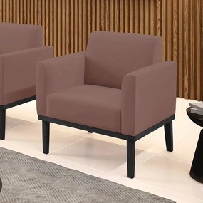 Poltrona Decorativa Isabella Pés Fixo em Madeira Preto Veludo Rose G19 - Gran Belo