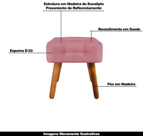 Kit 2 Puffs Decorativos Pés Palito Karen Suede Rosê G19 - Gran Belo