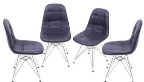 Kit com 4 Cadeiras Eames Botone Preta Base Cromada - 64652 Sun House