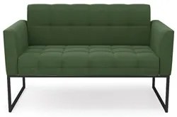 Sofá Namoradeira Base Industrial Preto Ana Suede Verde - Ibiza