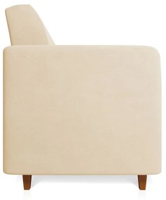 Sofá 03 Lugares Arezzo Suede Bege Pés Chanfrado Castanho - D'Rossi
