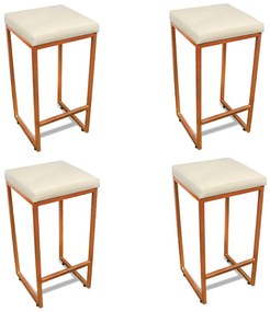 Banqueta Alta para Cozinha Industrial Kit 4 Nick Bronze e Sintético D03 - D'Rossi - Bege
