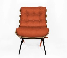 Kit 2 Poltronas Decorativa Costela Com Puff Costela Suede Telha