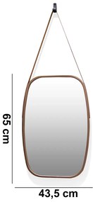Espelho Decorativo Retangular Com Moldura de Plastíco Rosê Alça Caramelo 65x43,5 Cm - D'Rossi