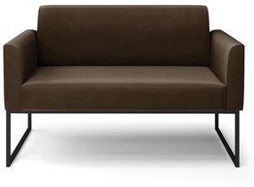 Sofá Namoradeira Base Industrial Preto Marisa Suede D03 - D'Rossi - Marrom