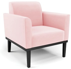 Poltrona Decorativa Isabella Pés Fixo em Madeira Preto Suede Rosa Bebê G19 - Gran Belo