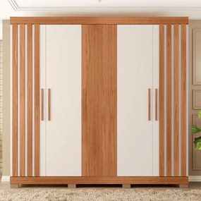 Guarda Roupa Alana Casal com 5 Portas de bater 2 Gavetas MDP Freijo/OffWhite G11- Gran Belo