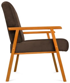 Poltrona Decorativa Alexa Braça de Madeira Suede Marrom - Sheep Estofados