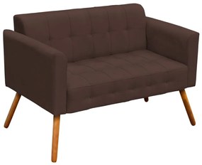 Kit 01 Namoradeira e 01 Poltrona Giratória Elisa Suede Base Estrela Cromada D'Rossi - Marrom