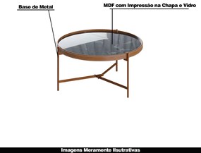 Mesa de Centro Nezuko 71cm Base Cobre Tampo Mármore Preto G29 - Gran Belo