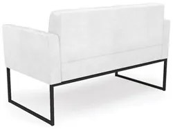 Sofá Namoradeira Base Industrial Preto Ana Sintético PU Branco - Ibiza