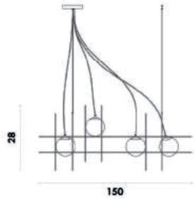 Pendente Dix 52X15X120Cm Metal Dourado Vidro Fosco 04Xg9 - Bella Ilumi...