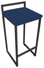 Banqueta Alta Lavínia Suede Azul Marinho Base Preto D'Rossi