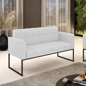 Sofá Namoradeira Elisa Linho Base Metálica Industrial Preto - D'Rossi - A05 Cinza